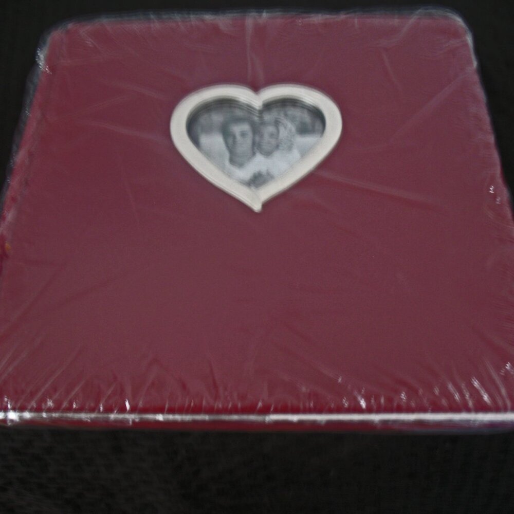 Burgundy Vinyl Scrapbook Album , Metal Heart Shaped Photo Insert NIP, no pages - Picture 2 of 4